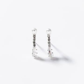 Parure Croisement brillant en métal rhodié Cod.: BIGCD036