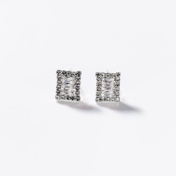 Parure Rectangles précieux en métal rhodié Cod.: BIGCD046