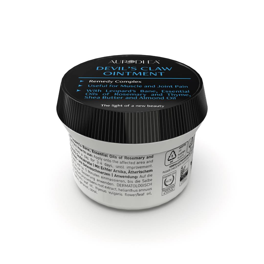 Baume à la griffe du diable - 50 ml Enrichi en Arnica Montana, huiles essentielles de Romarin et de Thym, beurre de Karité et hui Cod.: AD02B