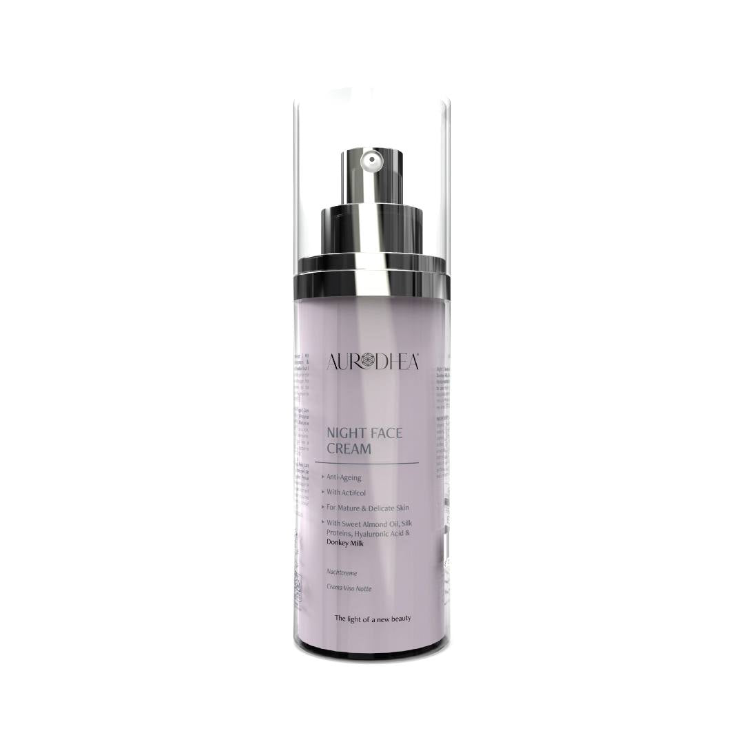 Crème de nuit visage au Lait d'ânesse - 50 ml Enrichie en huile d'Amande douce, Protéines de Soie et en Acide hyaluronique Cod.: LA05B