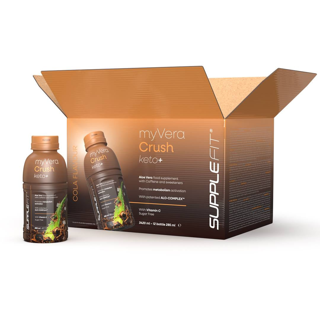 MYVERA CRUSH Keto + | Complément alimentaire avec caféine et édulcorants en bouteille unidose de 285 ml (12 bouteilles) - 3420 ml Cod.: INTA005-12