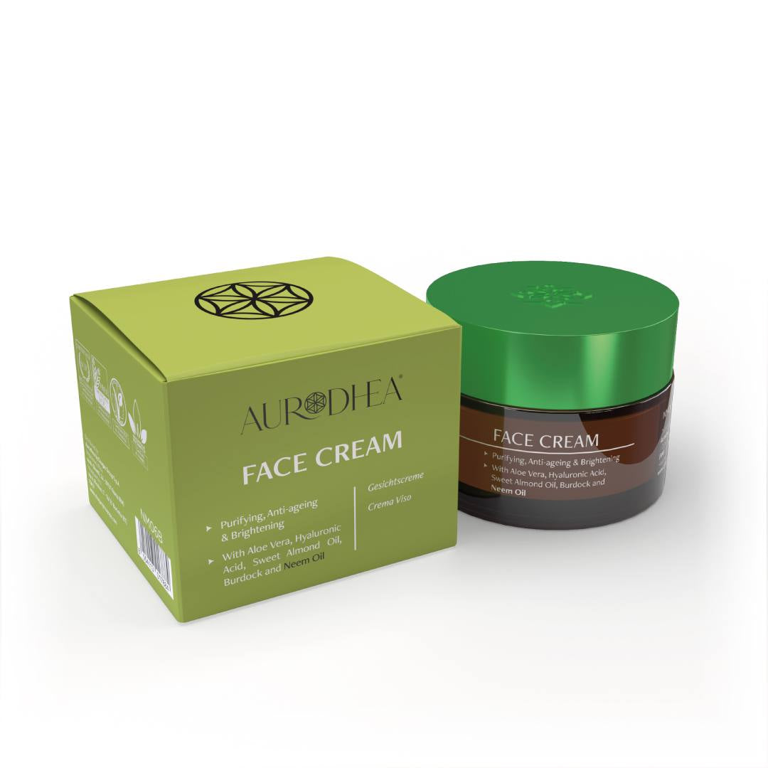 Crème visage à l’huile de Neem - 50 ml Enrichi en Aloe Vera, Acide hyaluronique, Bardane et Huile d'Amande douce Cod.: NM06B