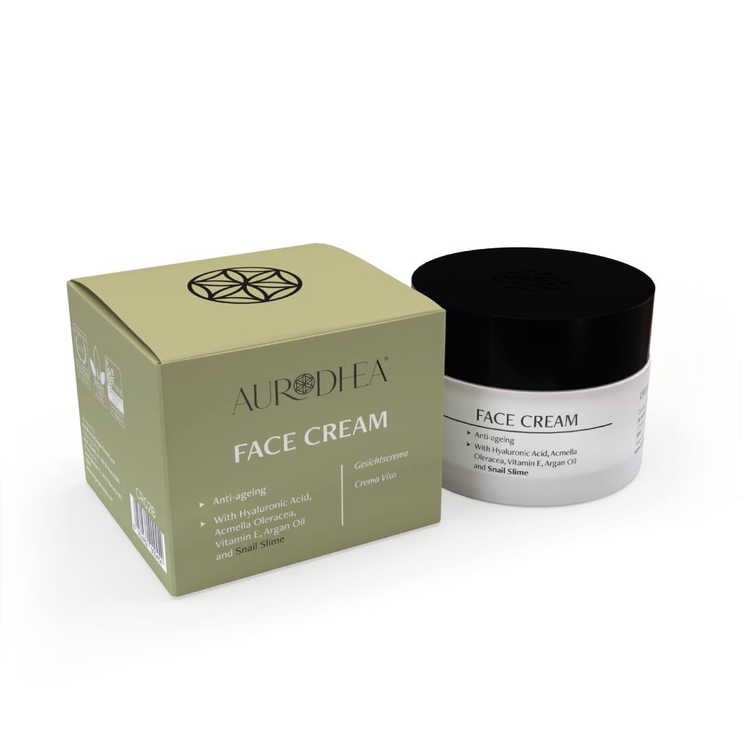 Crème visage anti-âge à la bave d’escargot - 50 ml Enrichie Acide hyaluronique, Acmella Oleracea, huile d'Argan et vitamine E Cod.: CR02B